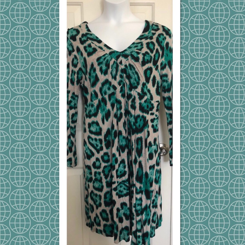 INC Teal Leopard Dress 1X